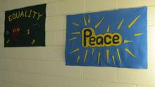 equality and peace felt signs saying "Equality" and "Peace"